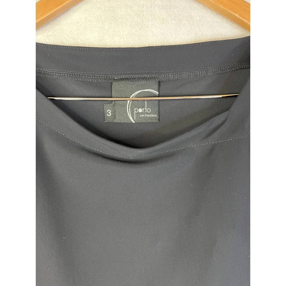 Porto San Francisco Black Cap Sleeve Top Asymmetrical Draping